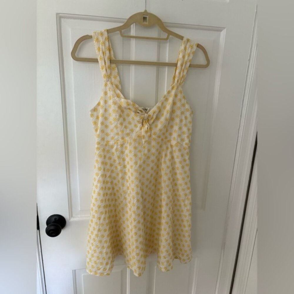Blue Rain White and Yellow Dress